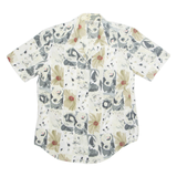 LE CAVIAR Womens Printed Blouse Cream Collared Floral M