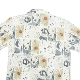 LE CAVIAR Womens Printed Blouse Cream Collared Floral M