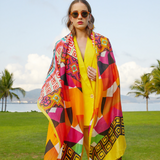 Anyyou Luxury 100% Mulberry Silk Butter Yellow Long Scarf Women Beach Shawl Pashmina Wrap Swimwear Cover-Up Foulard