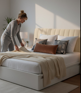 Anycozy Headboard Cover Off White Short Plush Super Soft Smooth Quilted Velvet Bed Back Dust Protector Cover 160x70cm