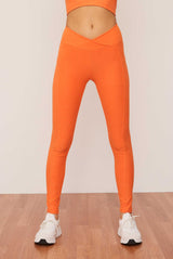 Tangerine Ruched Crossover Pocket Legging