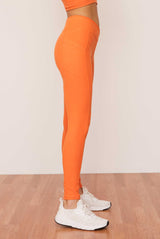 Tangerine Ruched Crossover Pocket Legging