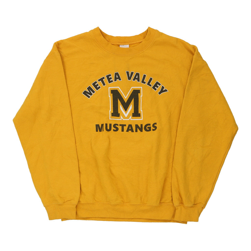 Metea Valley Mustangs Gildan Sweatshirt Medium Yellow Cotton