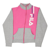Age 11-12 Fila Spellout Zip Up - Medium Pink Cotton Blend