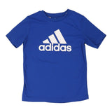 Age 9-10 Adidas Spellout T-Shirt - Small Blue Polyester