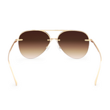 Smaller Megan 2 - Faded Brown Metal Aviator Sunglasses