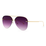 Smaller Megan 2 - Purple Metal Aviator Sunglasses with Gold Frame