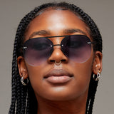 Smaller Megan 2 Faded Black - Tangle Free Aviator Sunglasses