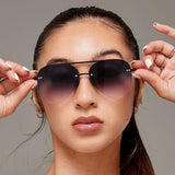 Smaller Megan 2 Faded Black - Tangle Free Aviator Sunglasses