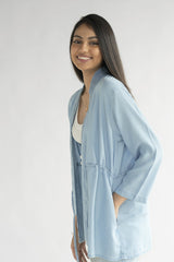 Travel Light Denim Jacket in Ocean Blue