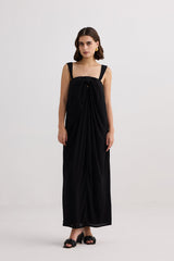 Twilight Twist Strappy Maxi Dress in Black