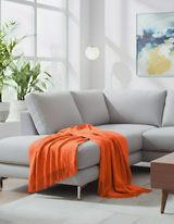 Anycozy Orange Faux Cashmere Throw Blanket – Diamond Knit Sofa Cover & Home Decor Accent