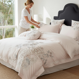 Anycozy Duvet Cover Set Flat Bed Sheet Ultra Soft Egyptian Cotton Embroidery Luxury Bedding