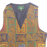 LAWYER Mens Waistcoat Orange Crazy Pattern M