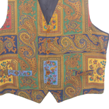 LAWYER Mens Waistcoat Orange Crazy Pattern M