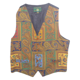 LAWYER Mens Waistcoat Orange Crazy Pattern M