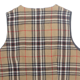 Mens Waistcoat Brown Wool Plaid S