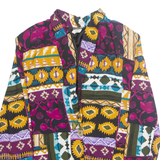 KARIBO Womens Blazer Jacket Purple Crazy Pattern L