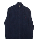 TOMMY HILFIGER Womens Jumper Blue Cable Knit XS