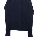 TOMMY HILFIGER Womens Jumper Blue Cable Knit XS