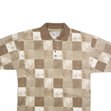 BLUE JEANS Mens Polo Shirt Brown 90s Check M