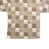 BLUE JEANS Mens Polo Shirt Brown 90s Check M