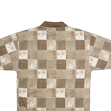 BLUE JEANS Mens Polo Shirt Brown 90s Check M