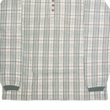 BLUE JEANS Mens Polo Shirt Cream 90s Check Long Sleeve L