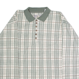 BLUE JEANS Mens Polo Shirt Cream 90s Check Long Sleeve L
