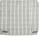 BLUE JEANS Mens Polo Shirt Cream 90s Check Long Sleeve L