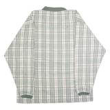 BLUE JEANS Mens Polo Shirt Cream 90s Check Long Sleeve L