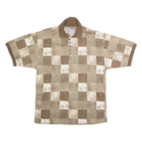 BLUE JEANS Mens Polo Shirt Brown 90s Check L