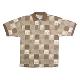 BLUE JEANS Mens Polo Shirt Brown 90s Check M
