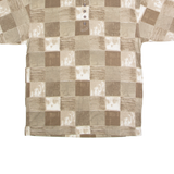 BLUE JEANS Mens Polo Shirt Brown 90s Check M