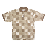 BLUE JEANS Mens Polo Shirt Brown 90s Check M