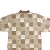 BLUE JEANS Mens Polo Shirt Brown 90s Check M