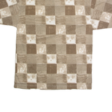 BLUE JEANS Mens Polo Shirt Brown 90s Check M