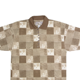 BLUE JEANS Mens Polo Shirt Brown 90s Check M