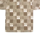 BLUE JEANS Mens Polo Shirt Brown 90s Check M