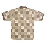 BLUE JEANS Mens Polo Shirt Brown 90s Check M