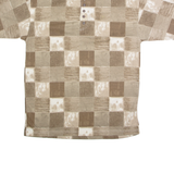 BLUE JEANS Mens Polo Shirt Brown 90s Check M