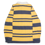 EDDIE BAUER Mens Polo Shirt Yellow 90s Striped Long Sleeve L