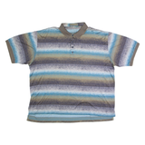 DESCENTE Mens Polo Shirt Blue 90s Striped 3XL
