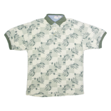 BUGLE BOY Leaf Print Mens Polo Shirt Green 90s Check M