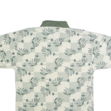 BUGLE BOY Leaf Print Mens Polo Shirt Green 90s Check M