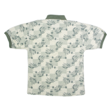 BUGLE BOY Leaf Print Mens Polo Shirt Green 90s Check M