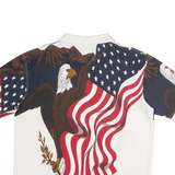 ROYALE AIR USA Flag Eagle Mens Polo Shirt White 90s Crazy Pattern L