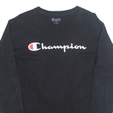 CHAMPION Mens T-Shirt Black Long Sleeve M