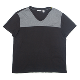 CALVIN KLEIN Soft Touch Mens T-Shirt Black V-Neck XL
