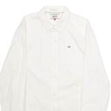 TOMMY HILFIGER Mens Plain Shirt White Long Sleeve S
